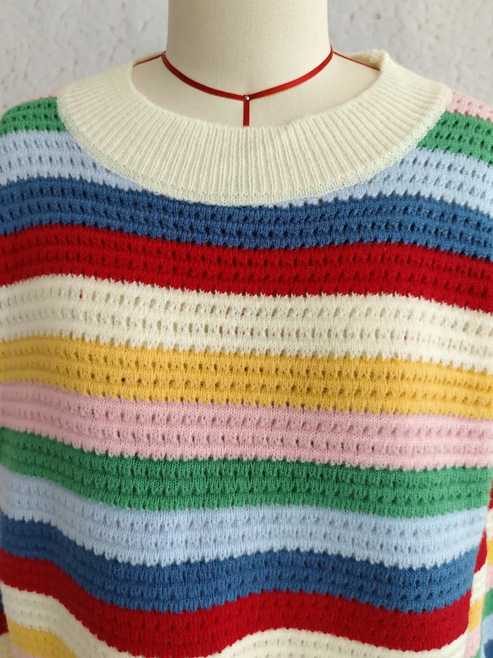 Tassel Rainbow Striped Long Sleeve Sweater, image 10