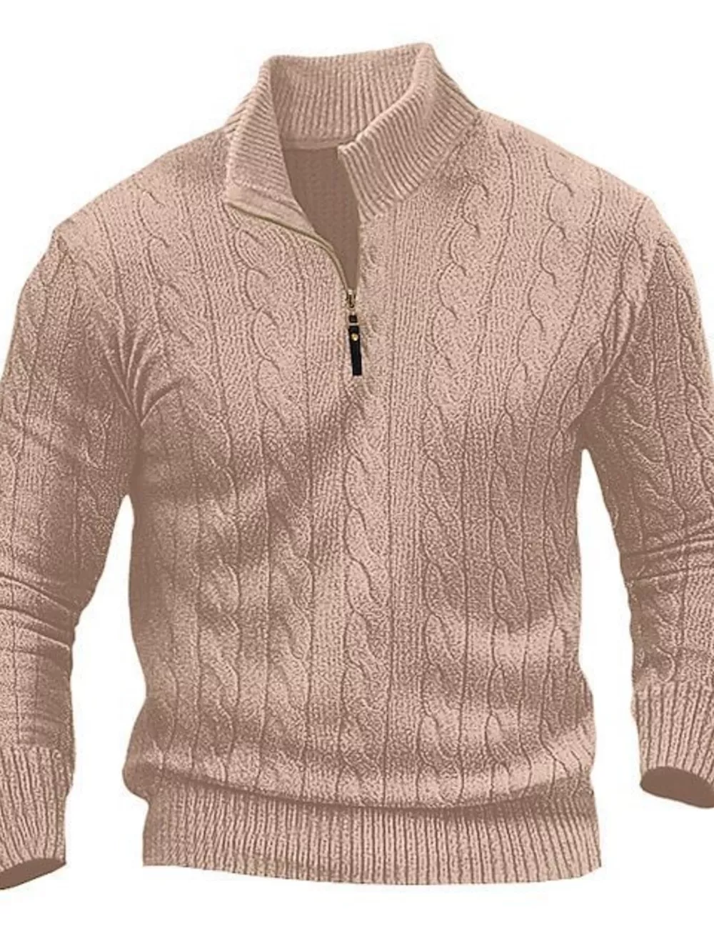 Men's Full Size Cable Knit Half-Zip Sweater Plus Size, image 3