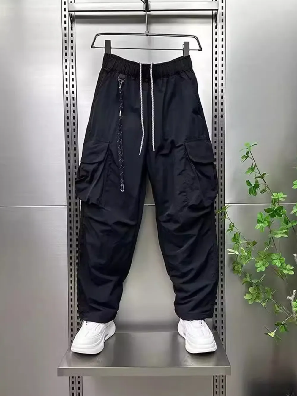 Men's Plus Size Drawstring Wide Leg Cargo Pants