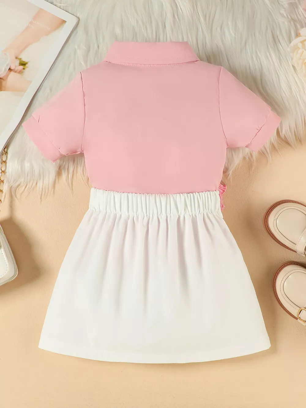 Children's Flower Decor Shirt & Pleated Skirt Set, image 8