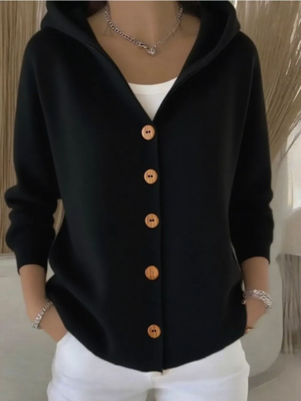 Full Size Hooded Button-Down Knit Cardigan Plus Size, image 31