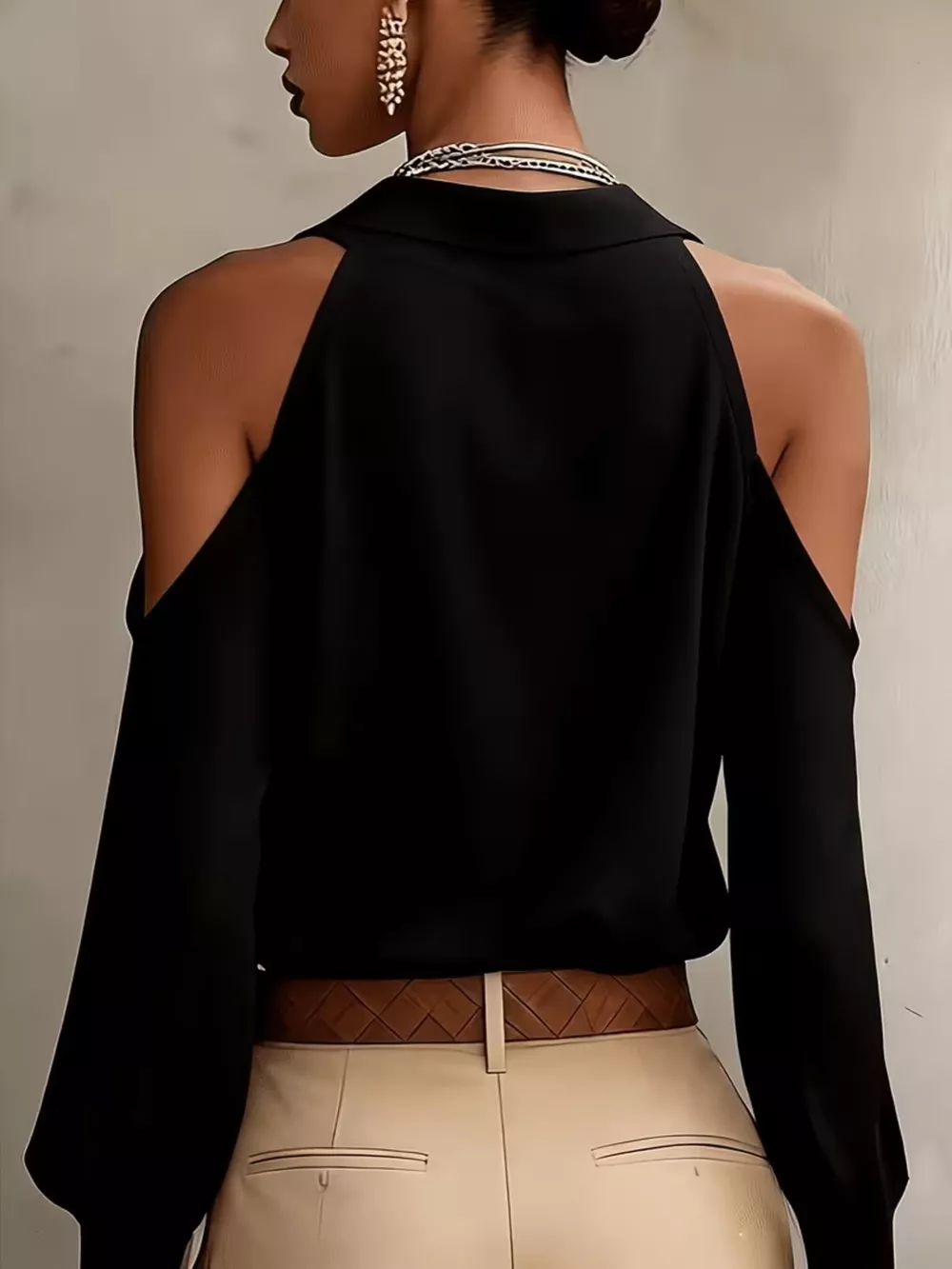 Cold-Shoulder Button-Down Shirt, image 3