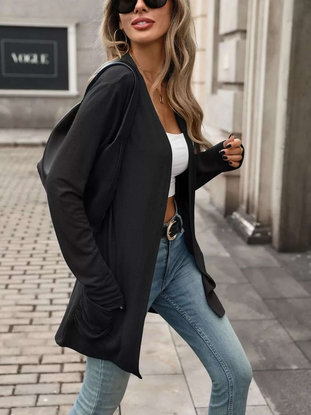 Ruched Pocket Open Front Cardigan, image 10