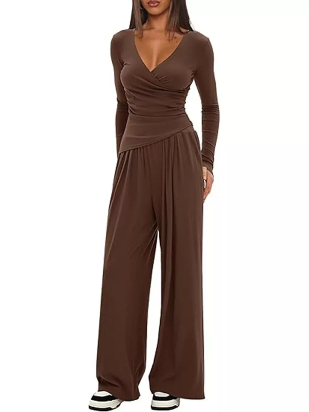 Casual Long Sleeve Top and Wide Leg Pants Set, image 18