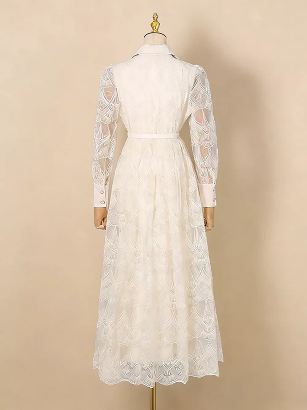 Lace Button Front Midi Dress, image 5