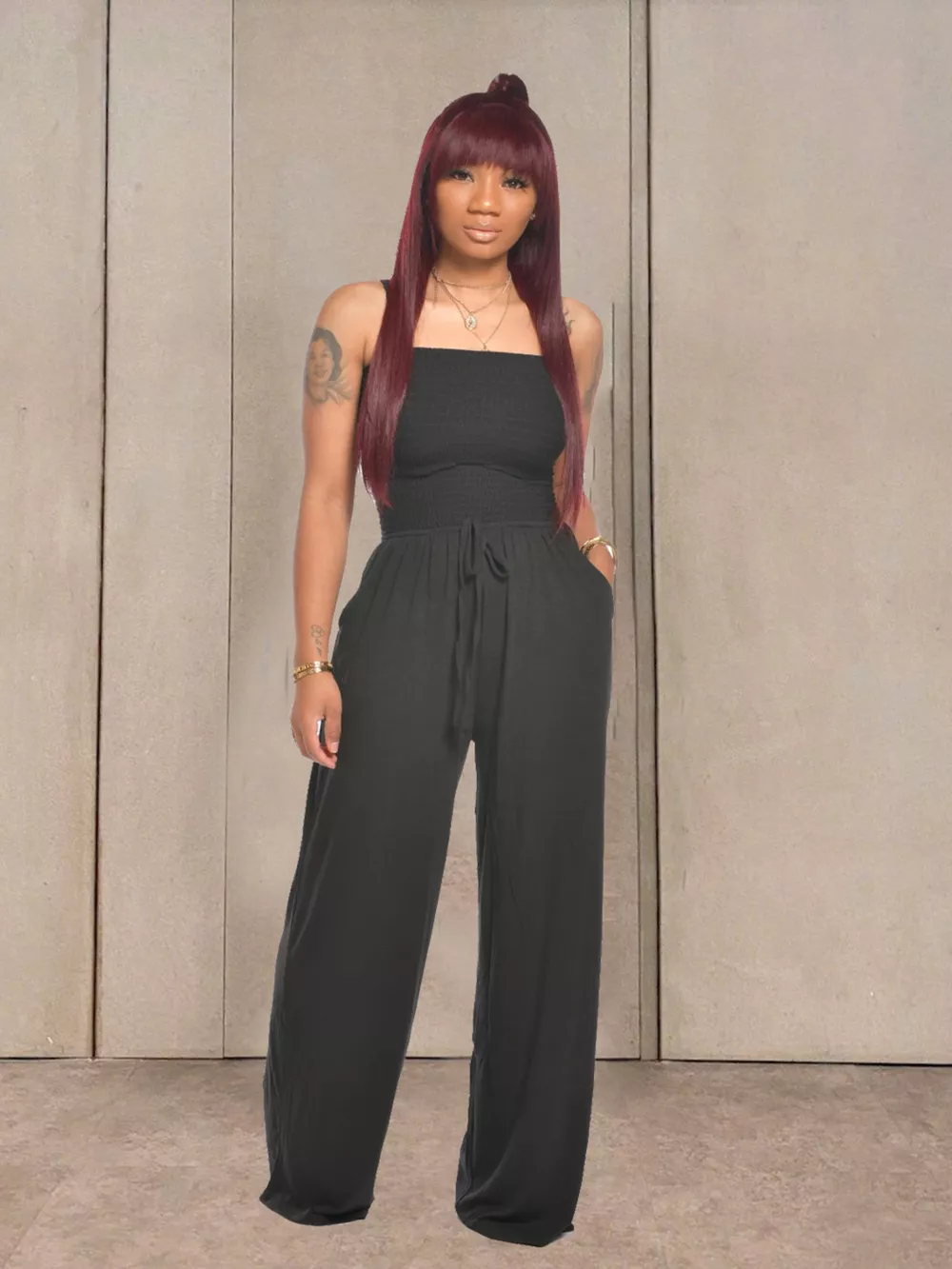 Strapless Smocked Wide-Leg Jumpsuit, image 19