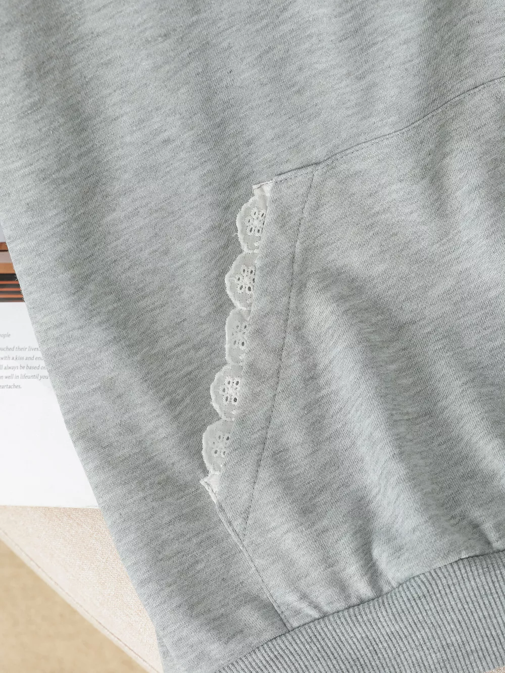 Bow Embroidered Long Sleeve Hoodie, image 4