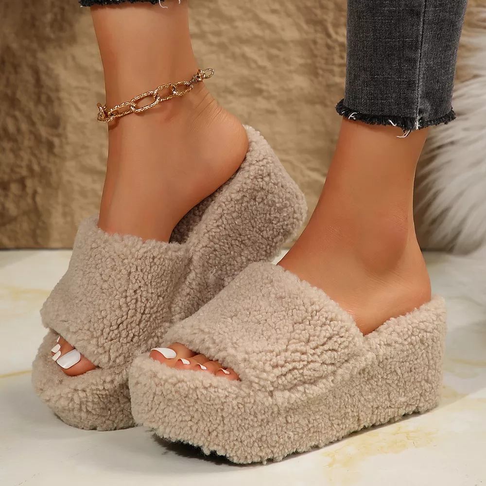 Open Toe Wedge Platform Slippers, image 5