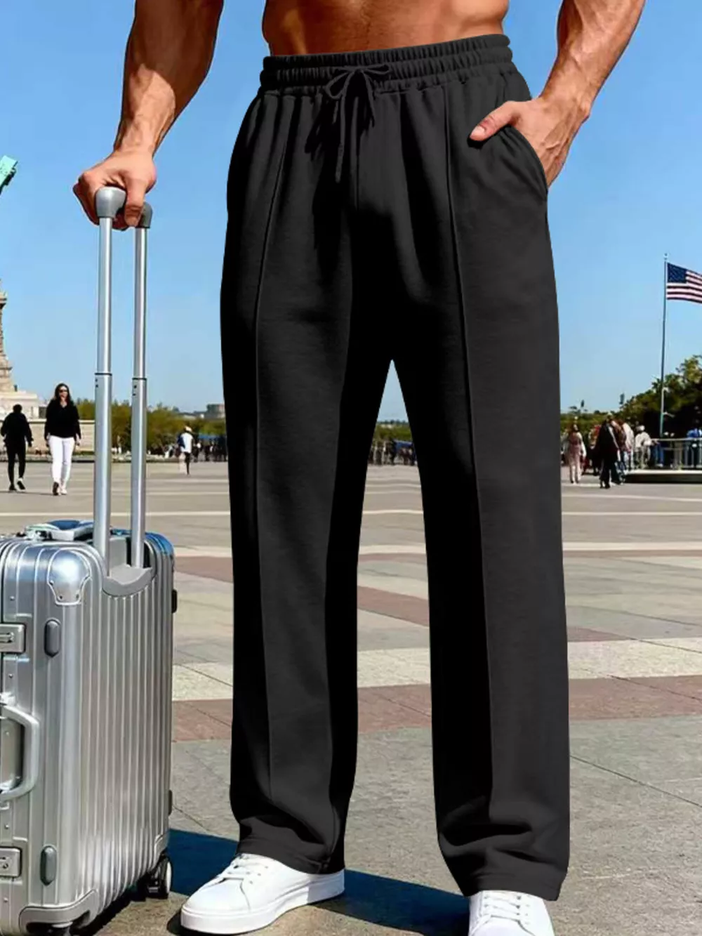 Men's Full Size Drawstring Wide Leg Pants Plus Size, image 22