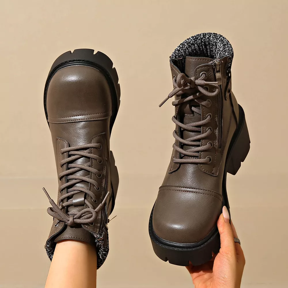 Round Toe Block Heels Boots, image 8