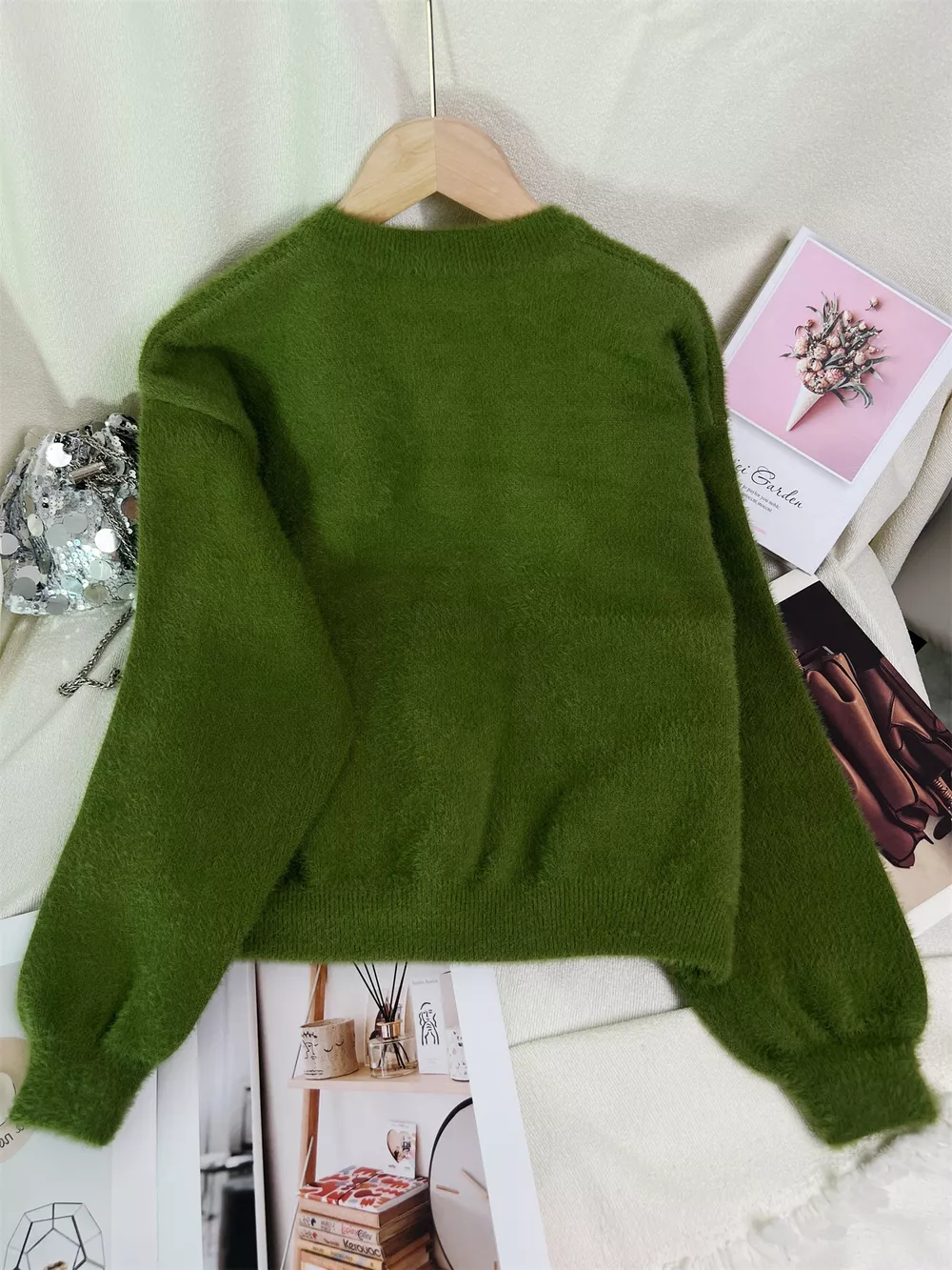 Fuzzy Knit Button Down Cardigan, image 5