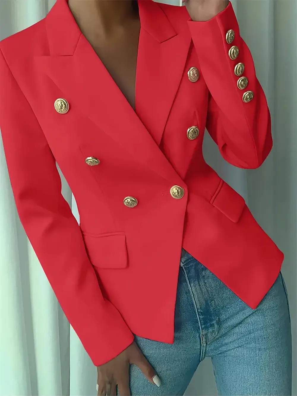 Decor Button Lapel Collar Blazer, image 17