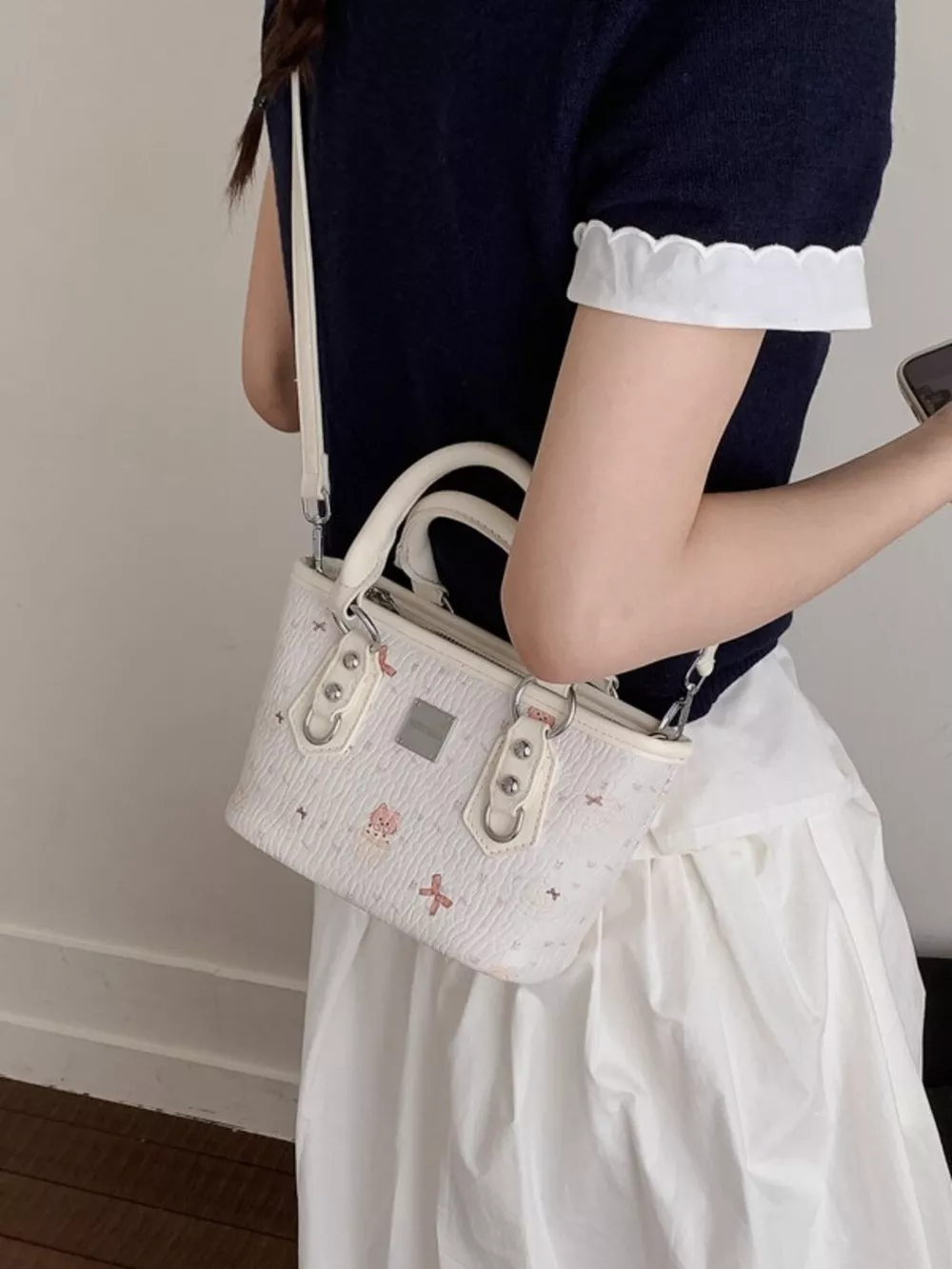 Plush Charm Patterned Crossbody Bag, image 6