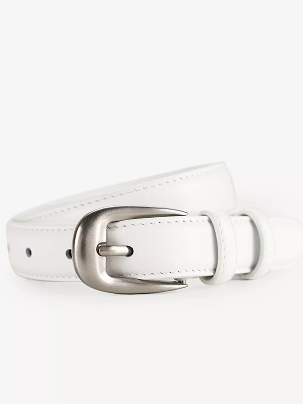 Classic Leather Belt with Silver Buckle, image 4