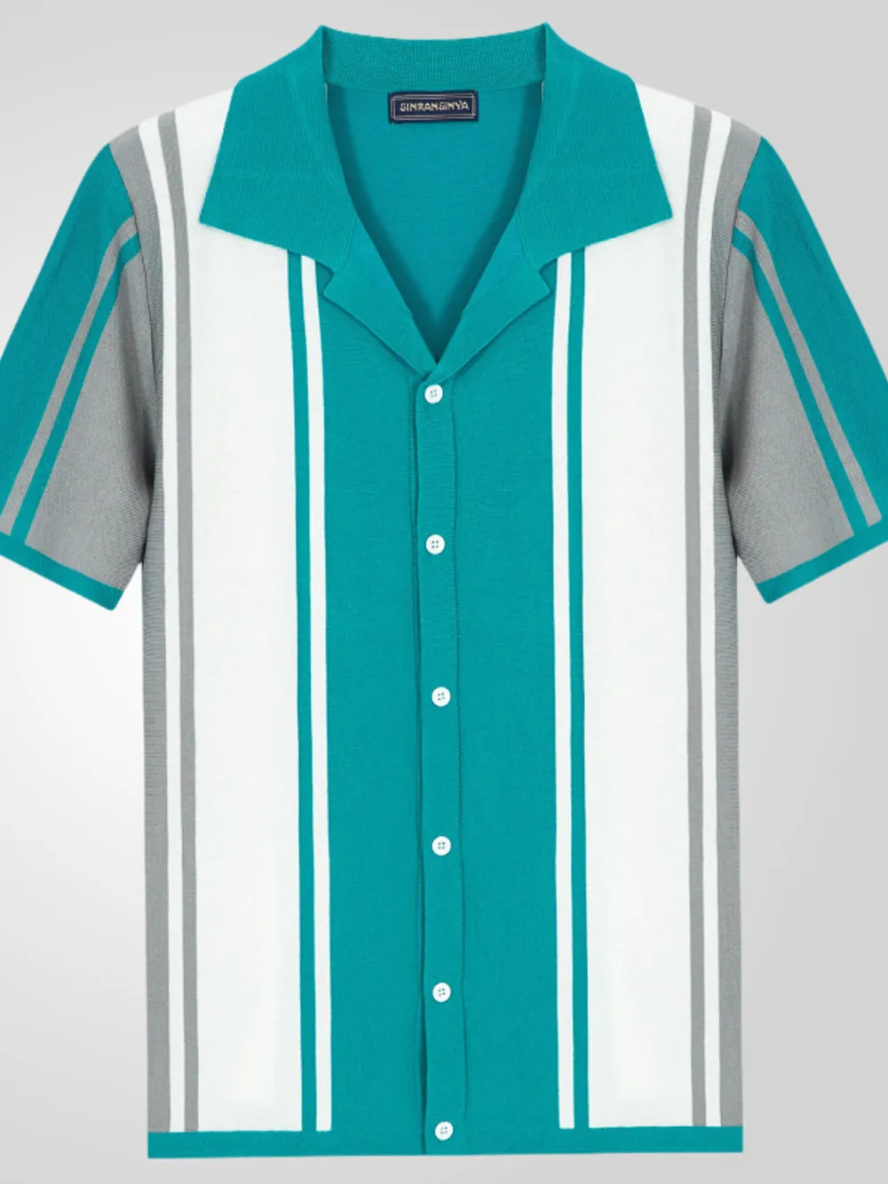Men's Plus Size Striped Button Up Polo Shirt, image 4