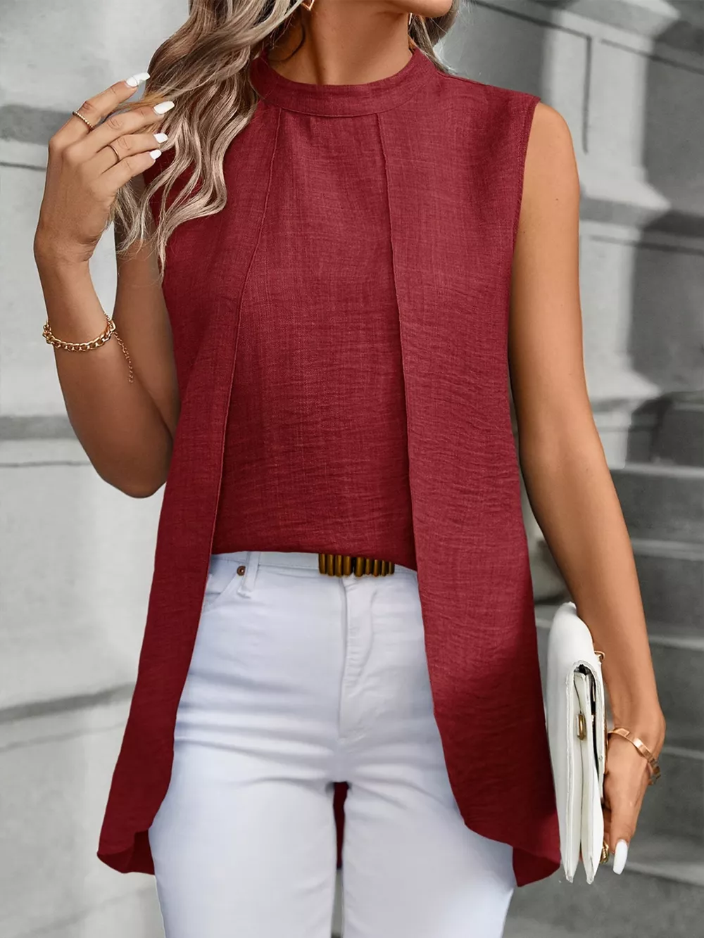 Mock Neck Sleeveless Top, image 22