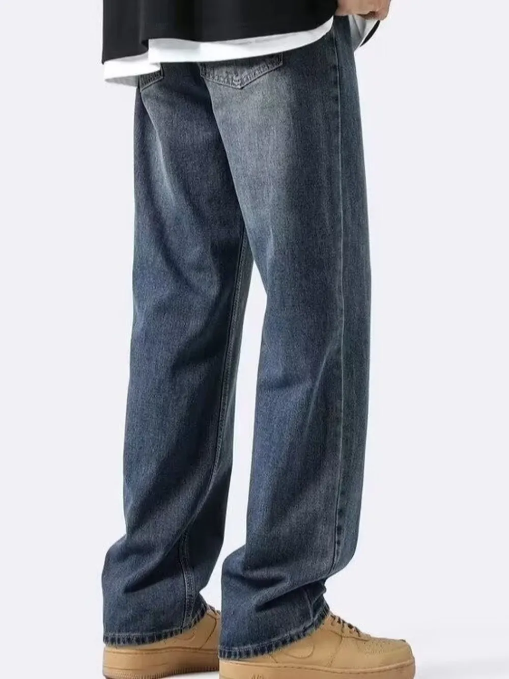 Men's Full Size Vintage Wash Loose Fit Jeans Plus Size, image 4