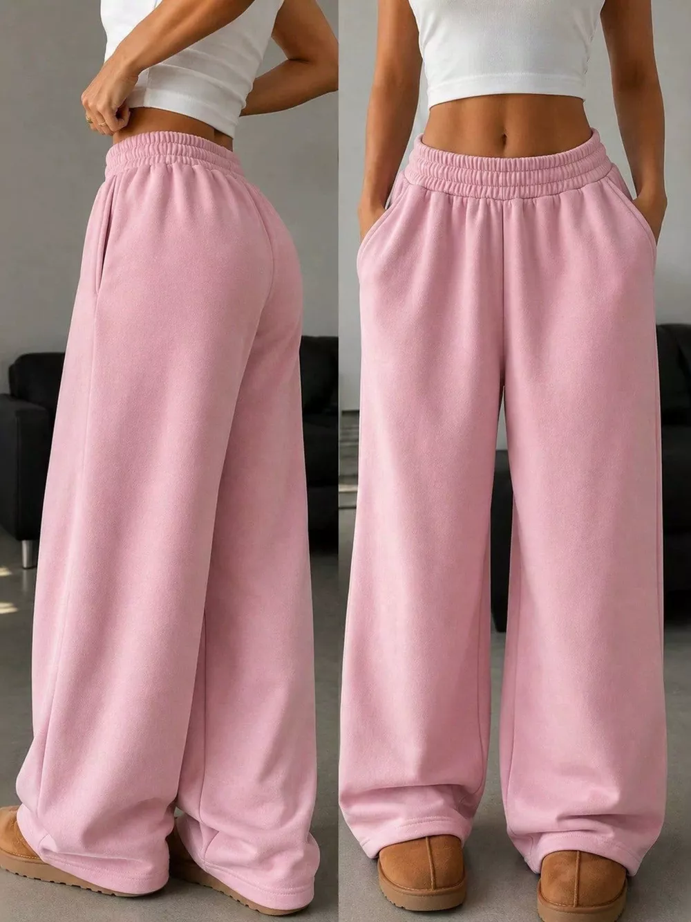 Elastic Waist Wide-Leg Sweatpants, image 13