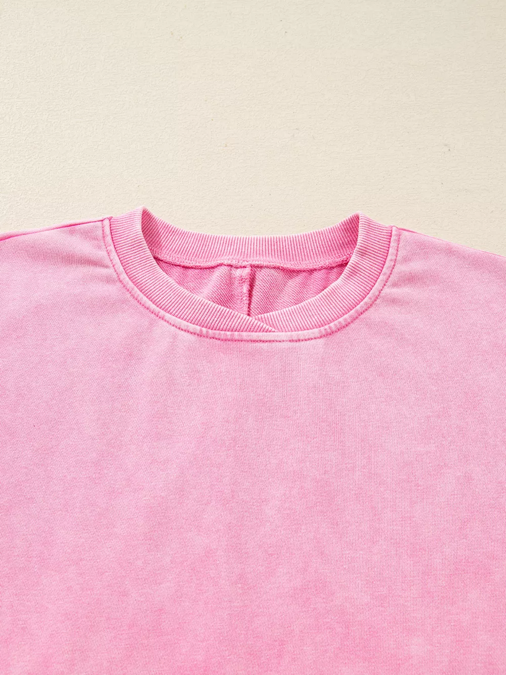 Mineral Wash Crossed Crew Neck Drop Shoulder Loose Sweatshirt, image 8