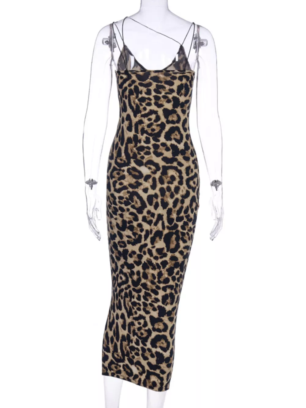 Leopard Print Spaghetti Strap Midi Dress, image 7