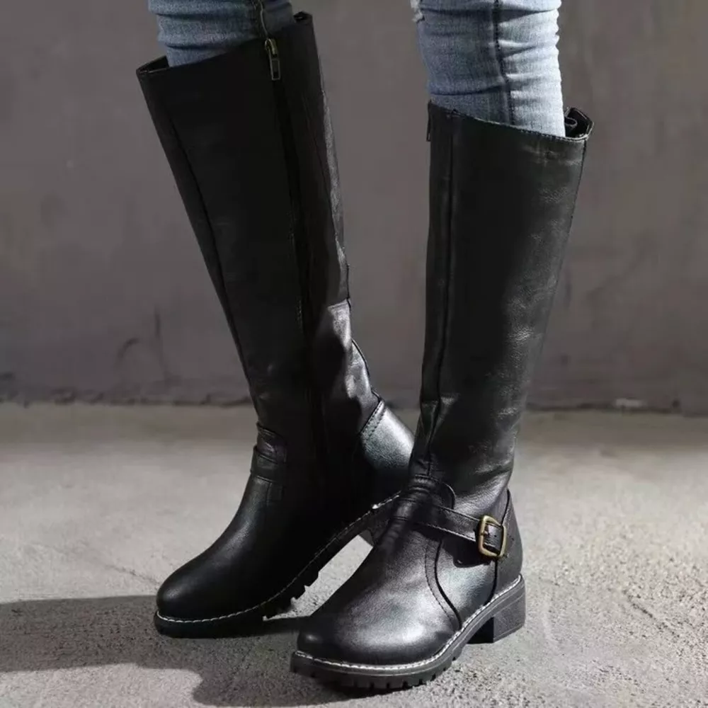 Round Toe Block Heels Boots, image 8