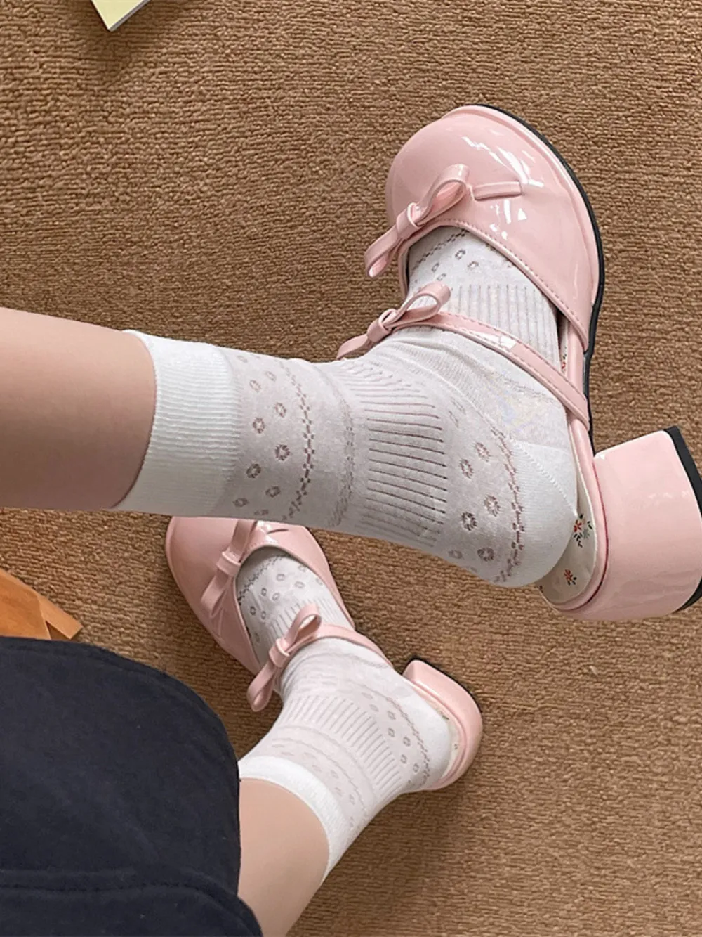 Bow Round Toe Block Heel Sandals, image 7