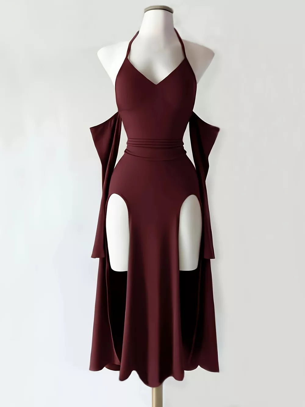Halter Neck High-Slit Bodycon Dress, image 2