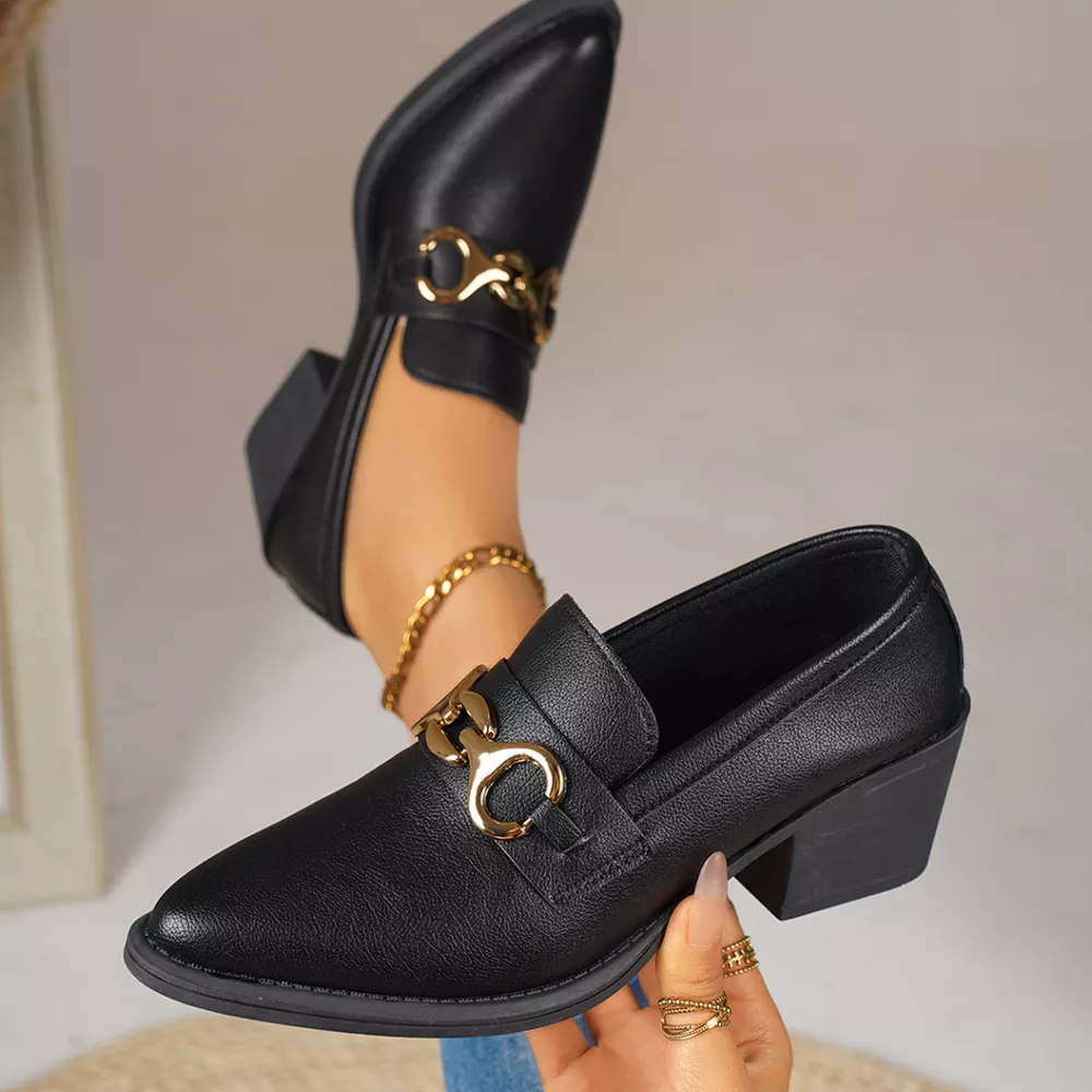 Point Toe Block Heels Loafers, image 4