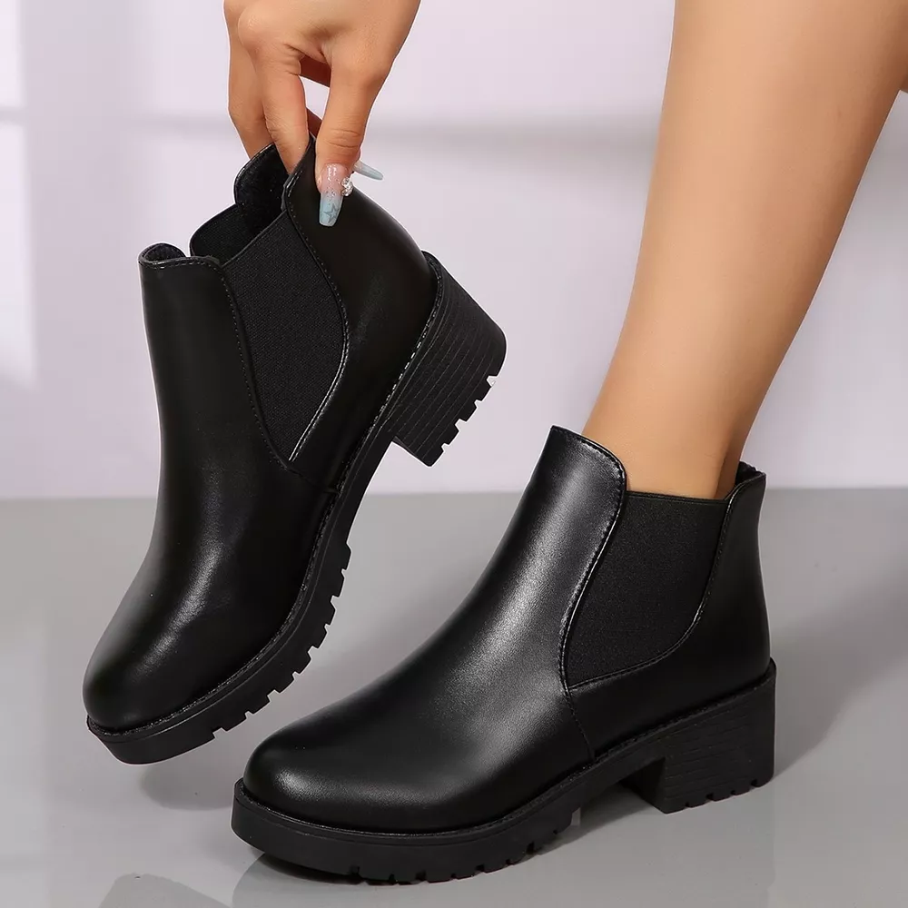 Round Toe Block Heels Boots, image 2