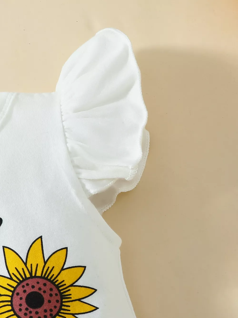 Children's Ruffled Bodysuit and Sunflower Skirt Set with Headband, image 6
