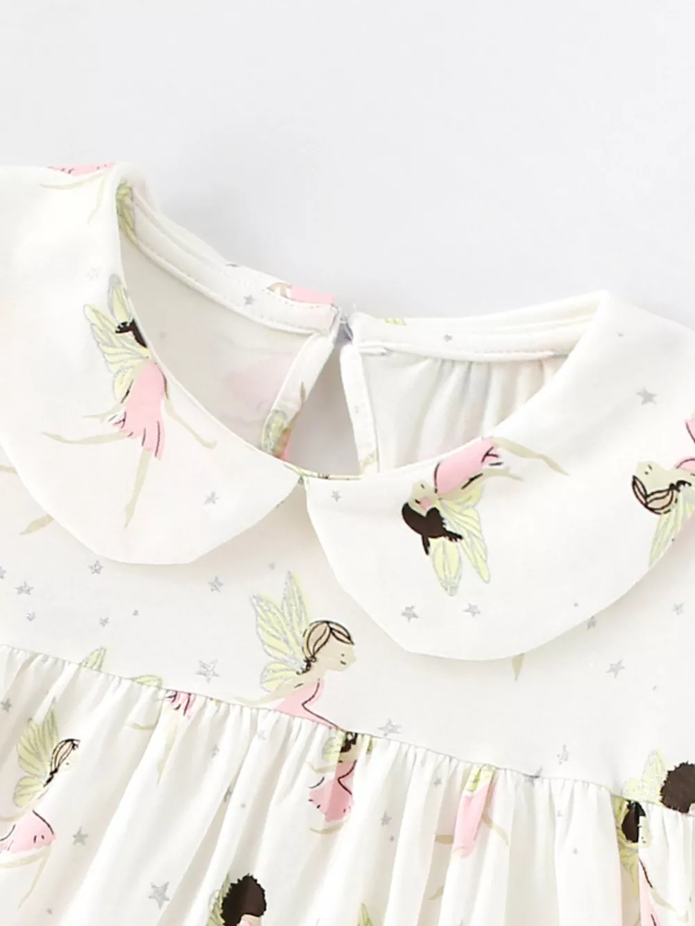 Children's Fairy Print Peter Pan Collar Puff Sleeve Dress, image 3