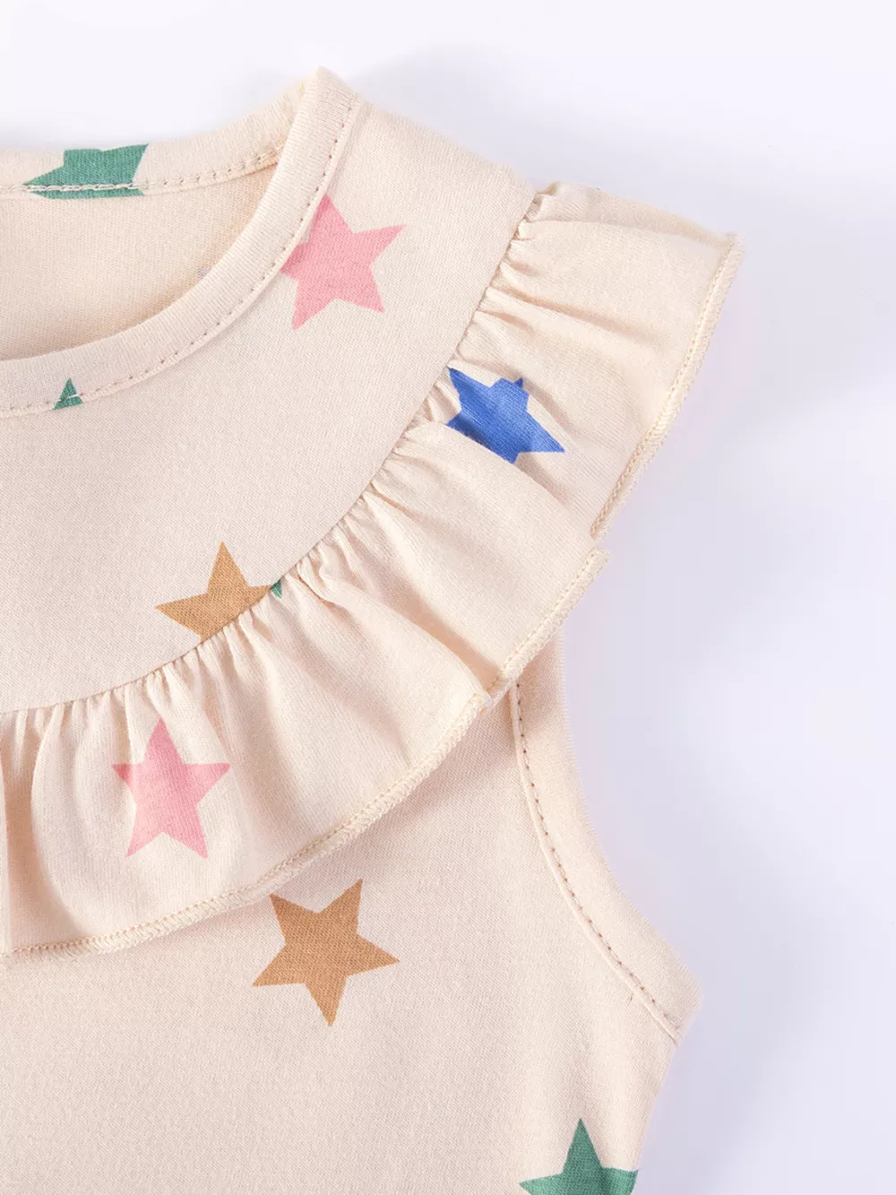 Children's Star Print Ruffle Trim Sleeveless Casual Dress, image 4