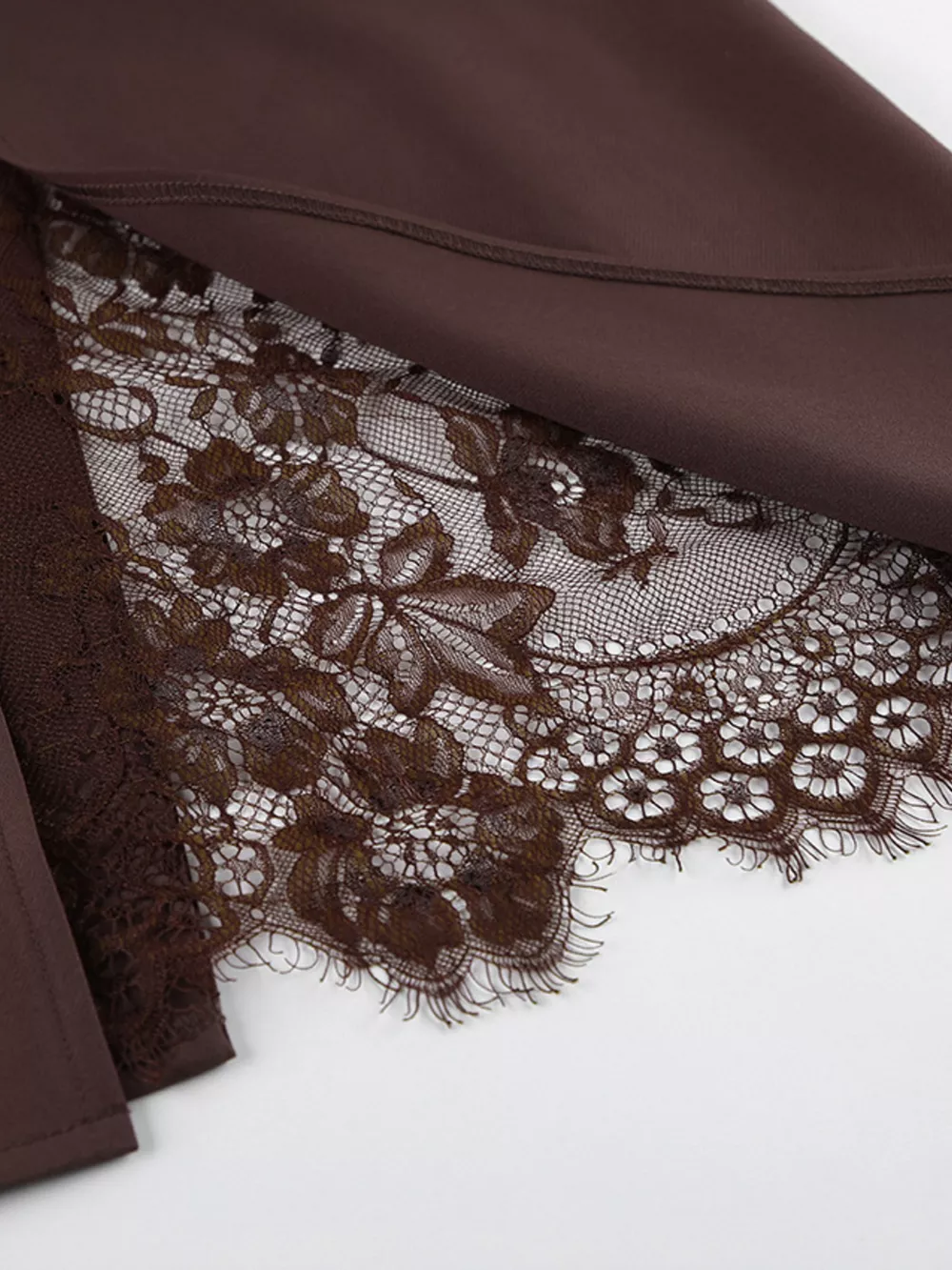 Elegant Lace-Trimmed Slit A-Line Skirt, image 10