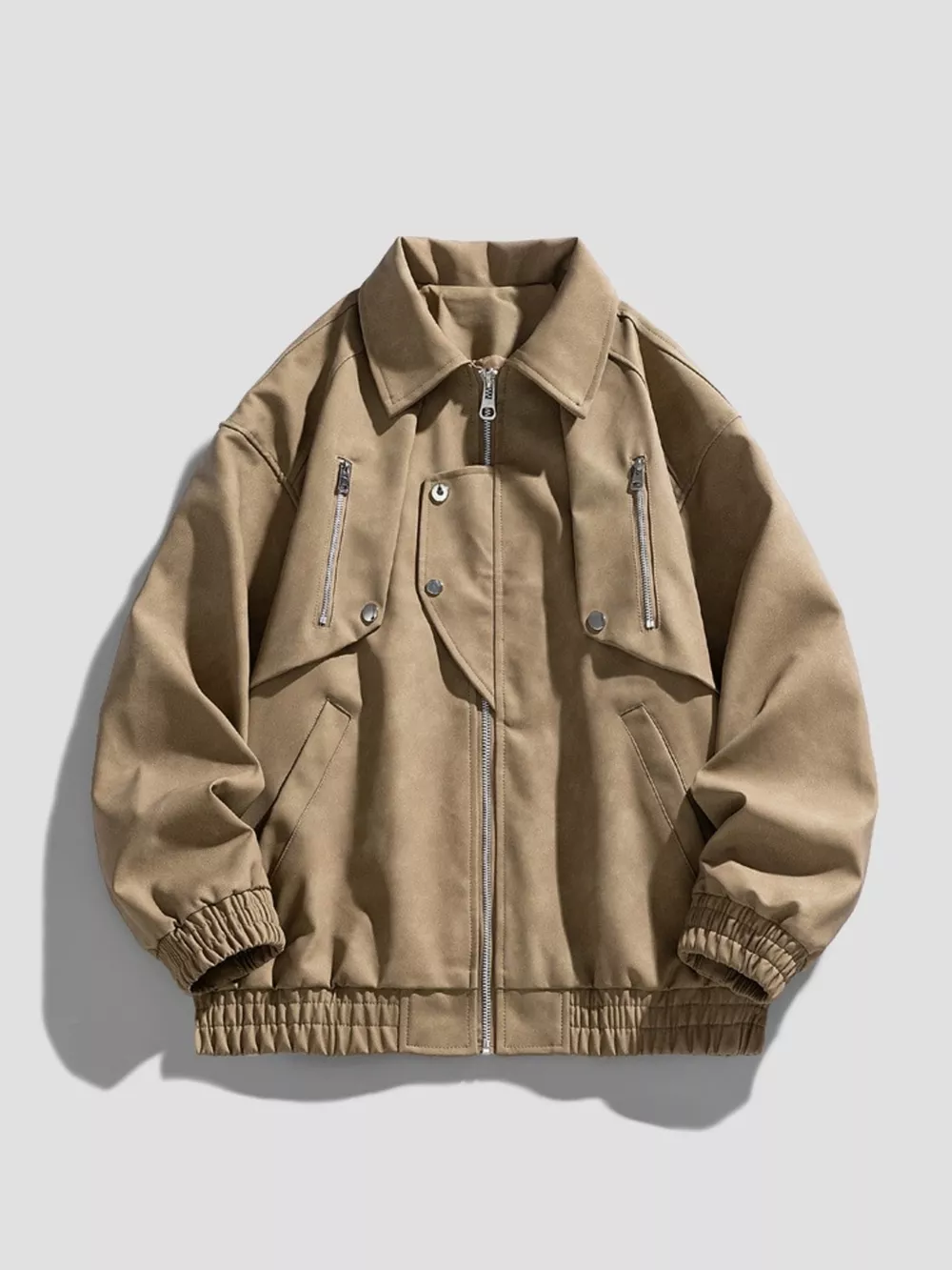Men's Plus Size Zip-Up Collared Neck Jacket, image 4