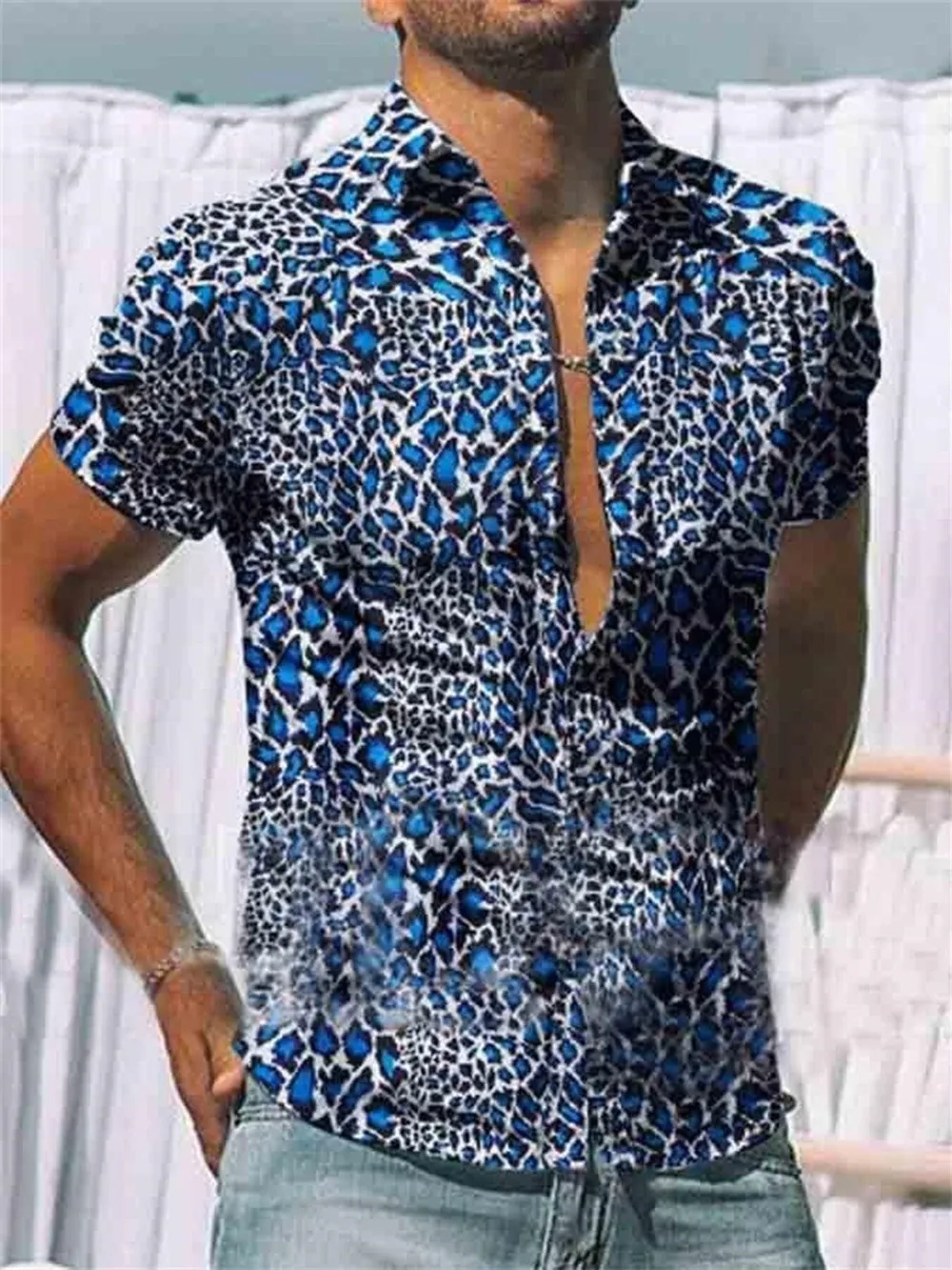 Men's Full Size Printed Short Sleeve Shirt Plus Size, image 5