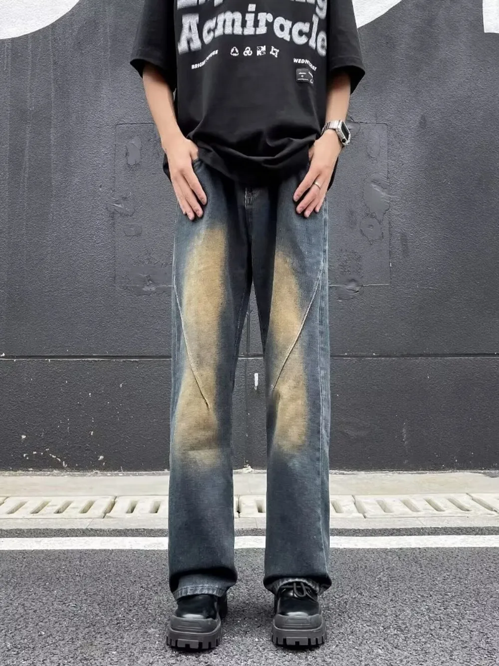 Men's Plus Size Wash Straight Leg Jeans, image 2