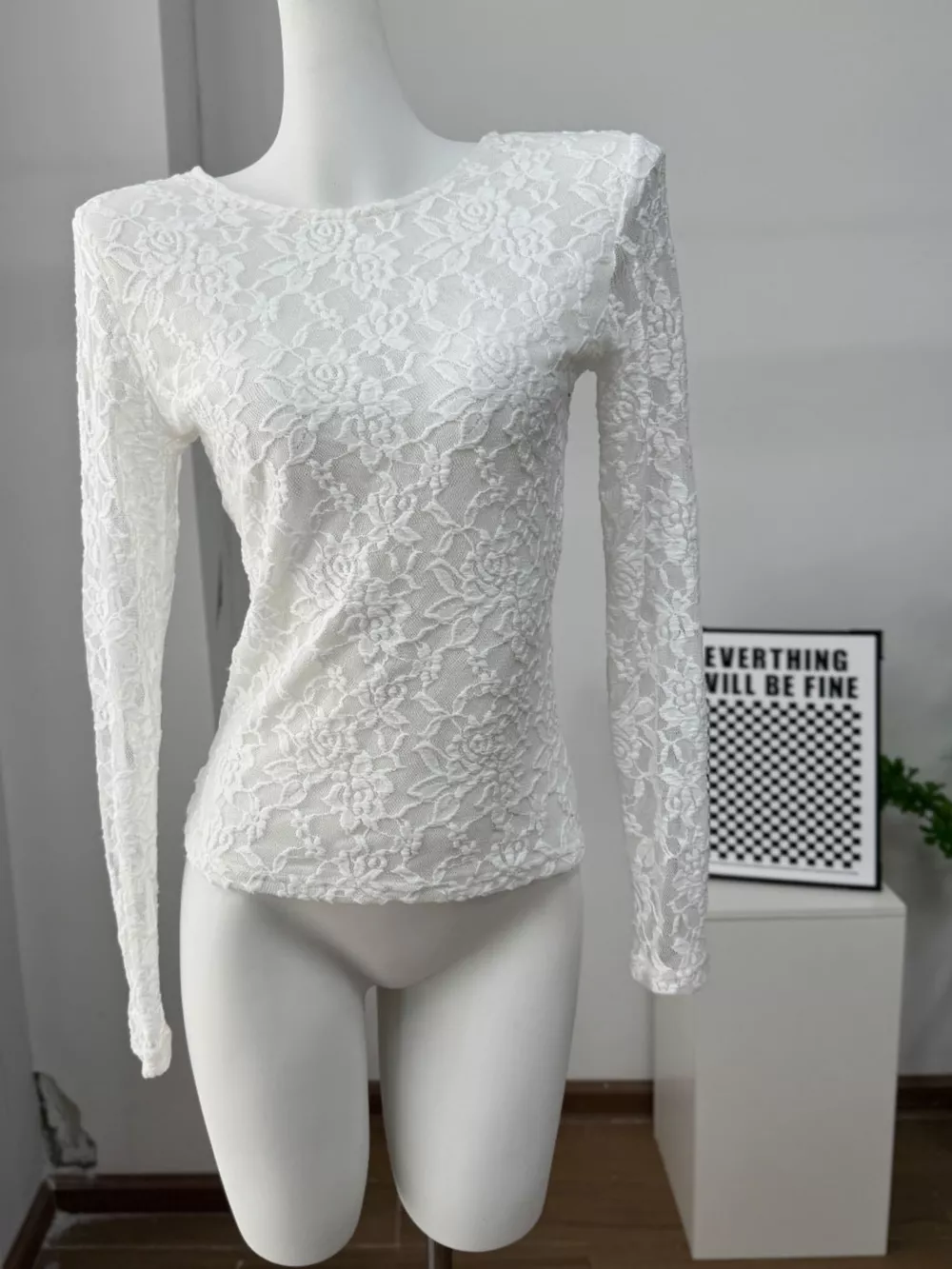 Lace Round Neck Long Sleeve Top, image 33