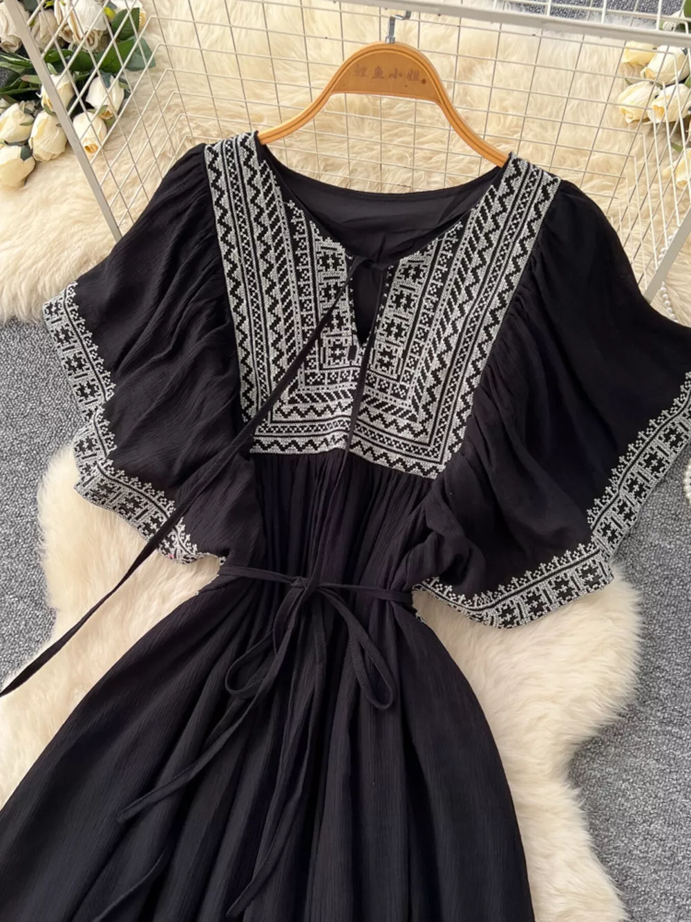 Tie Neck Short Sleeve Dress, image 13