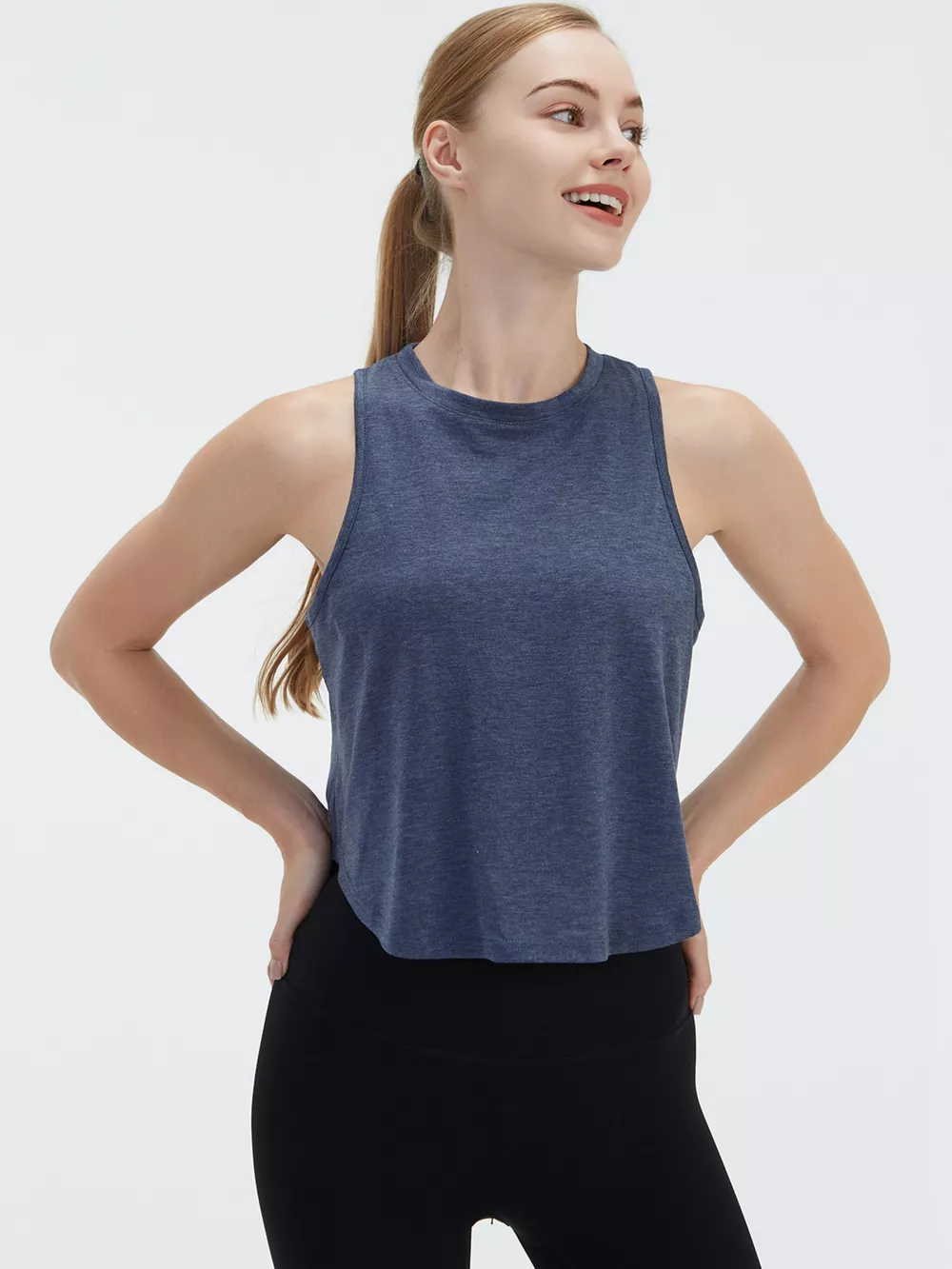 Cutout Back Round Neck Active Tank, image 5