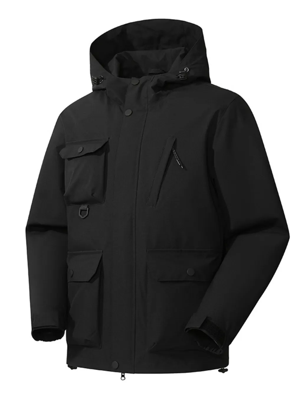 Men's Full Size Multi-Pocket Long Sleeve Hooded Jacket Plus Size, image 10