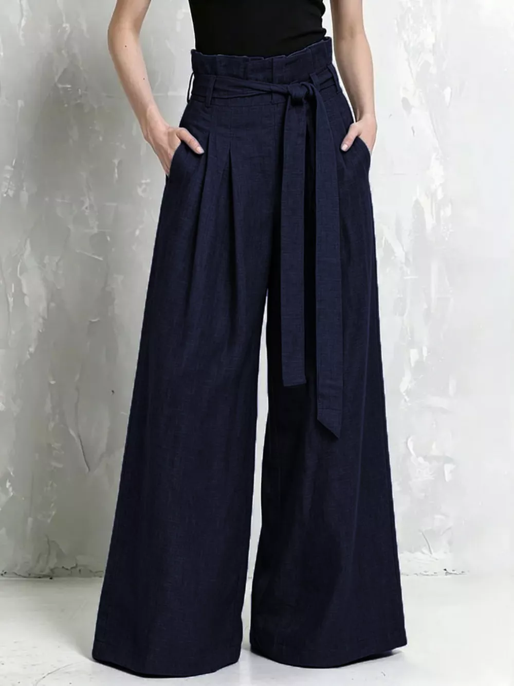Full Size Wide-Leg Paperbag Waist Pants Plus Size, image 7