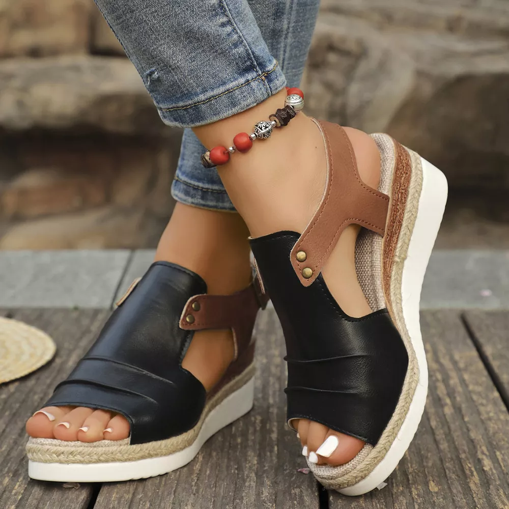 Peep Toe Wedge Sandals, image 5