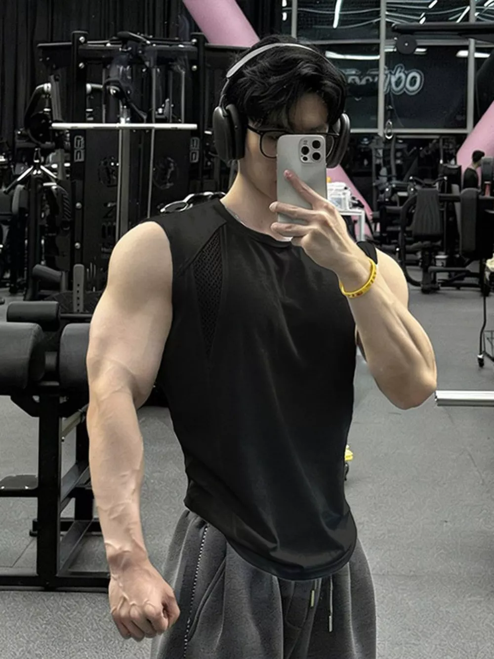 Men's Plus Size Breathable Mesh Panel Tank Top, image 4