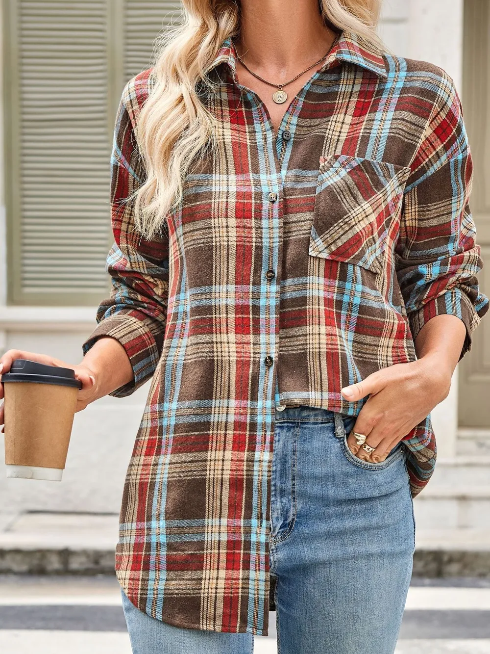 Plaid Button Up Long Sleeve Shirt, image 6
