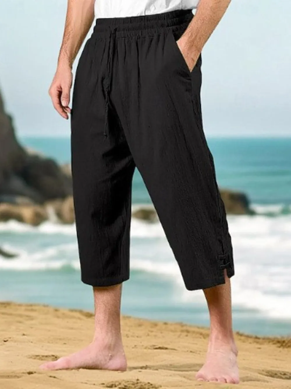 Men's Full Size Loose Fit Cropped Pants Plus Size
