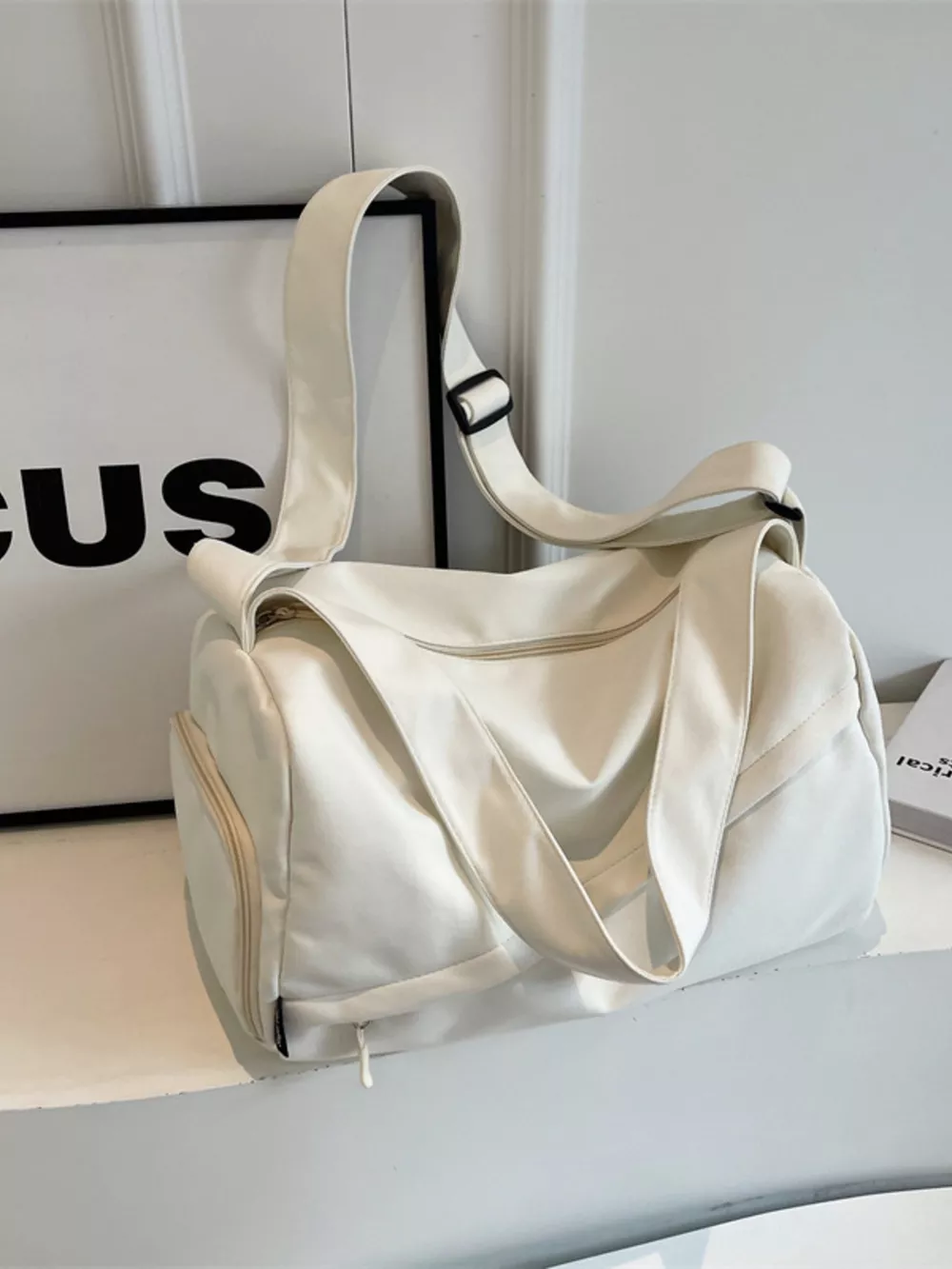 Adjustable Strap Solid Color Travel Bag, image 9