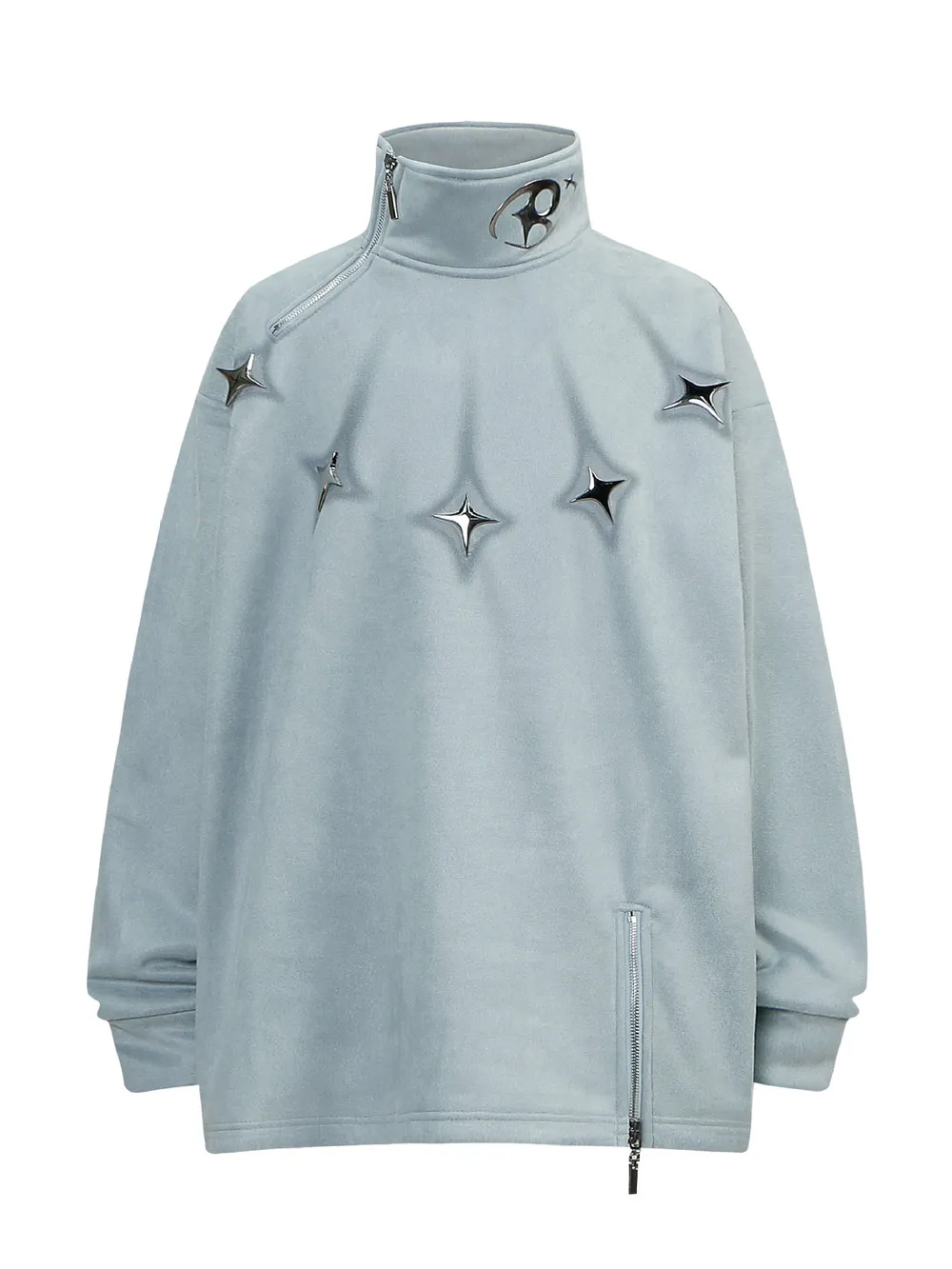 Men's Oversized Zipper Detail Turtleneck Sweatshirt, image 2