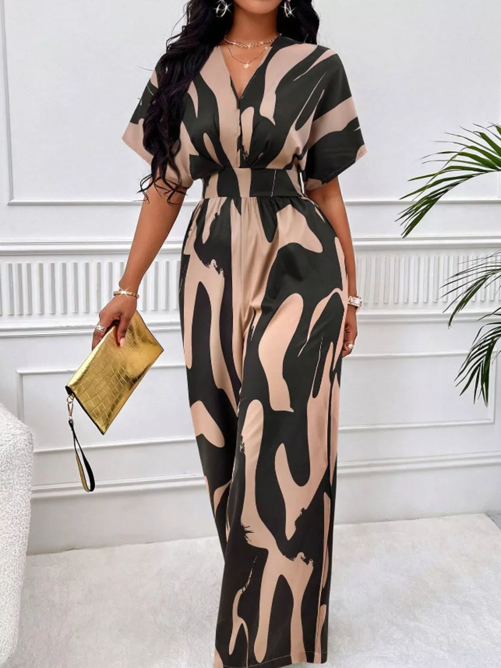 Abstract Print Wide-Leg Jumpsuit, image 8