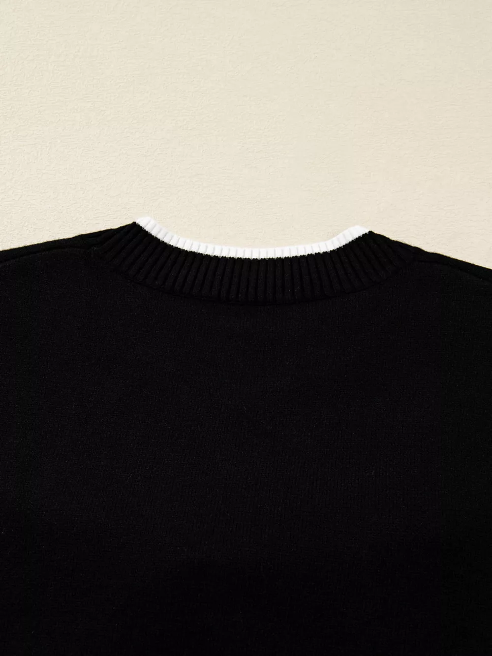 Contrast Trim Bow Accent Holiday Cropped Sweater, image 8