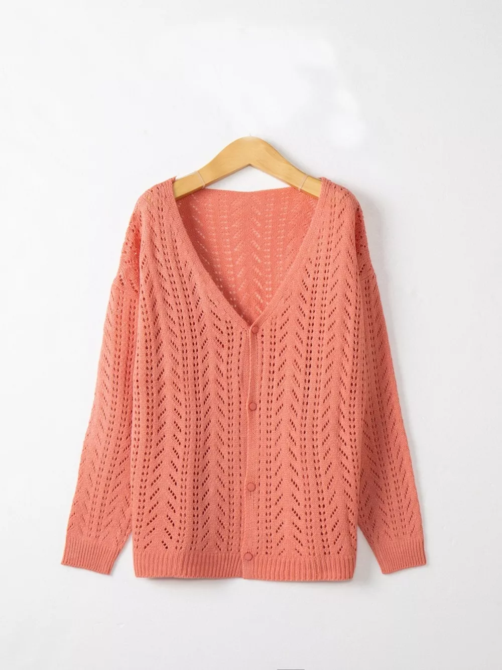 Openwork V-Neck Cardigan, image 7